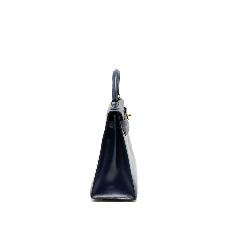 Hermes Kelly 32 Box Dark Blue GHW Circle Z