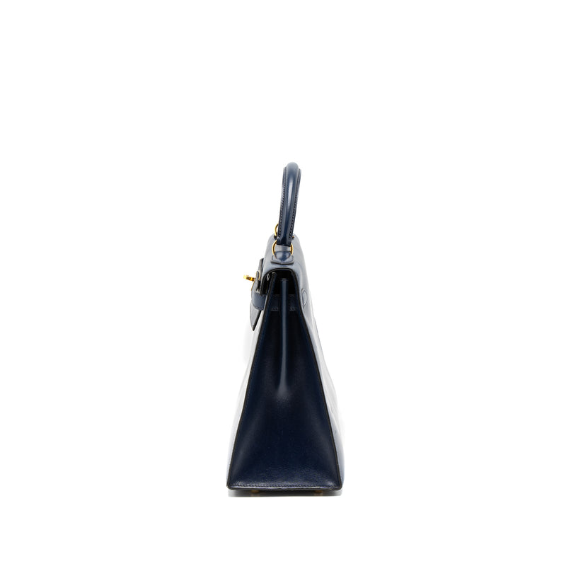 Hermes Kelly 32 Box Dark Blue GHW Circle Z