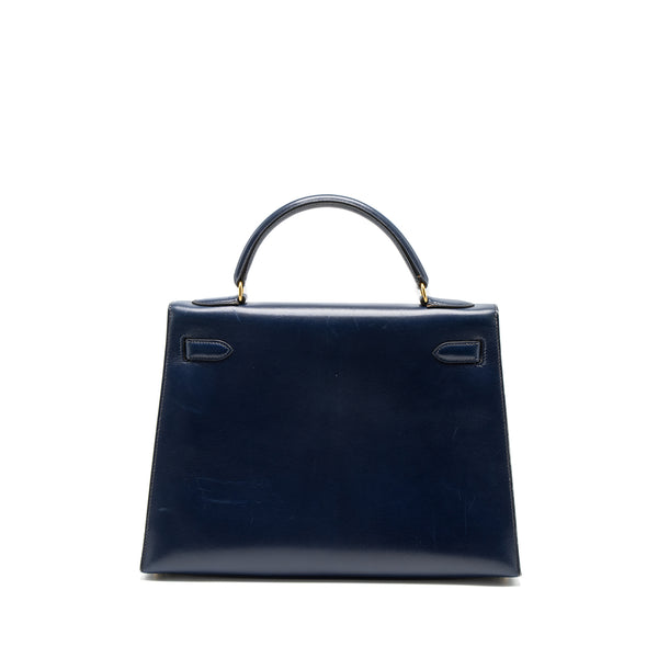 Hermes Kelly 32 Box Dark Blue GHW Circle Z