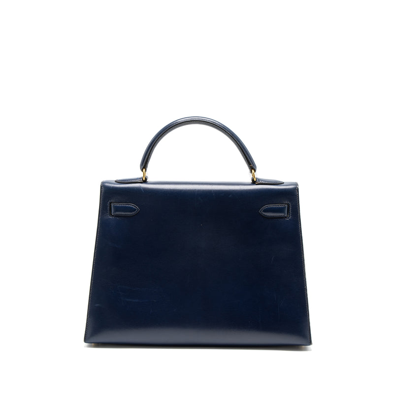 Hermes Kelly 32 Box Dark Blue GHW Circle Z
