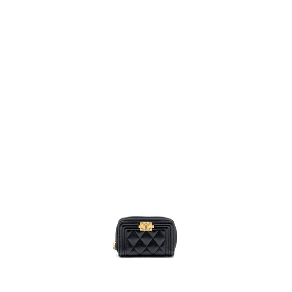 Chanel boy zip card holder caviar black GHW