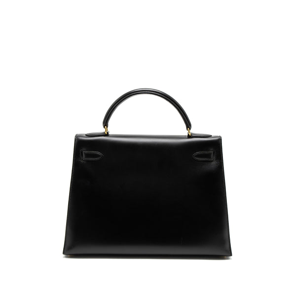 Hermes Kelly 32 Box Black GHW Stamp Square C