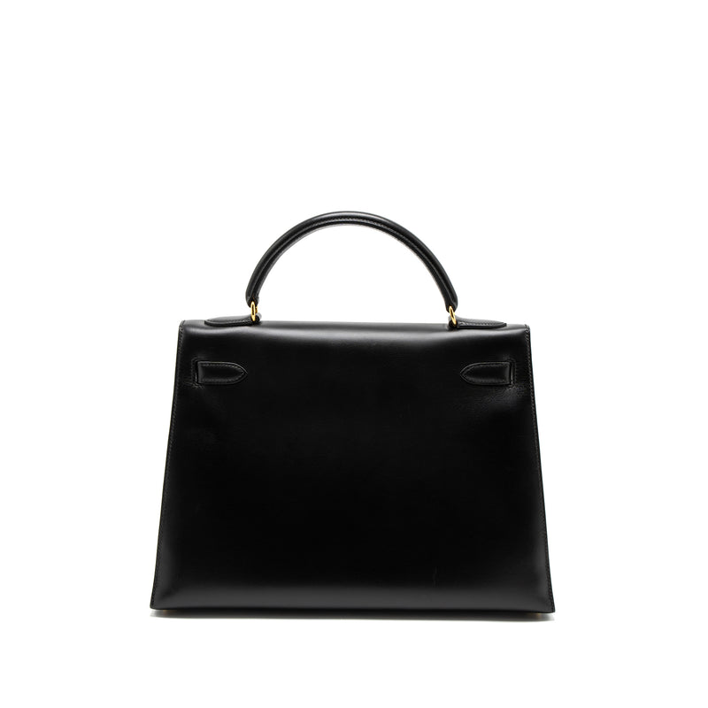 Hermes Kelly 32 Box Black GHW Stamp Square C