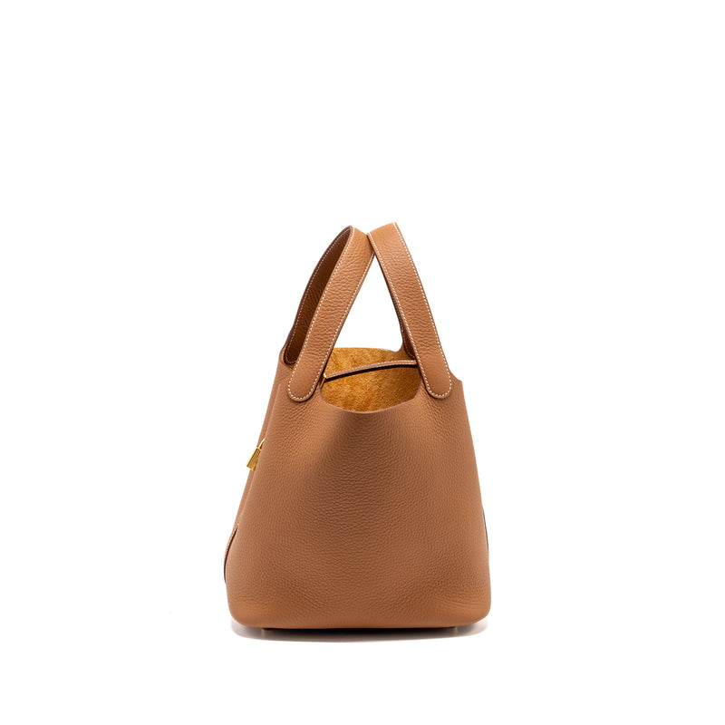 Hermes Picotin 22 lock bag Clemence Gold GHW Stamp W