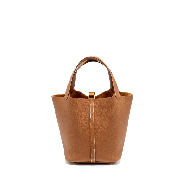 Hermes Picotin 22 lock bag Clemence Gold GHW Stamp W