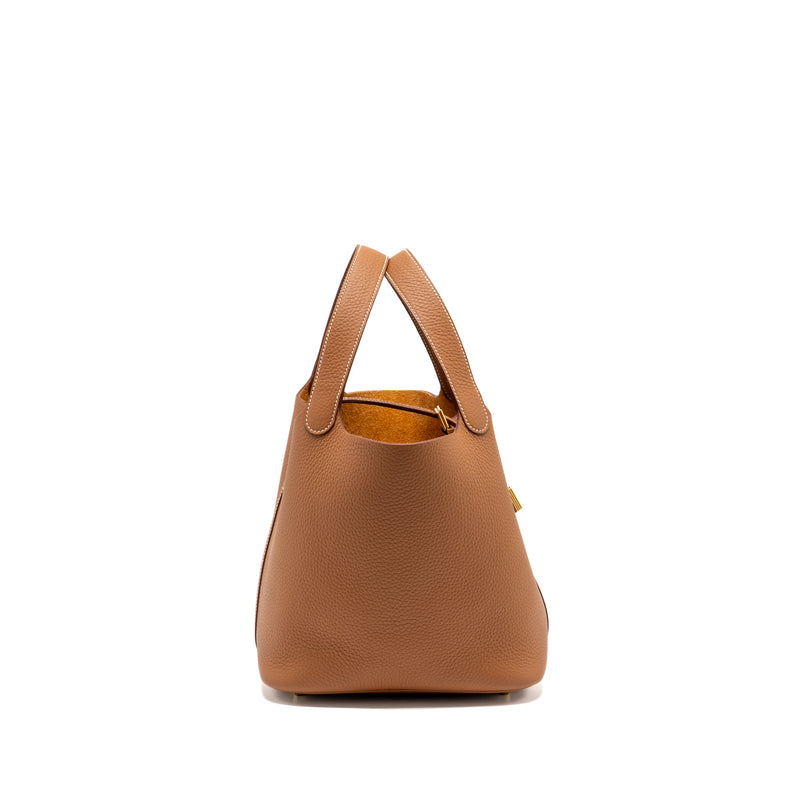 Hermes Picotin 22 lock bag Clemence Gold GHW Stamp W