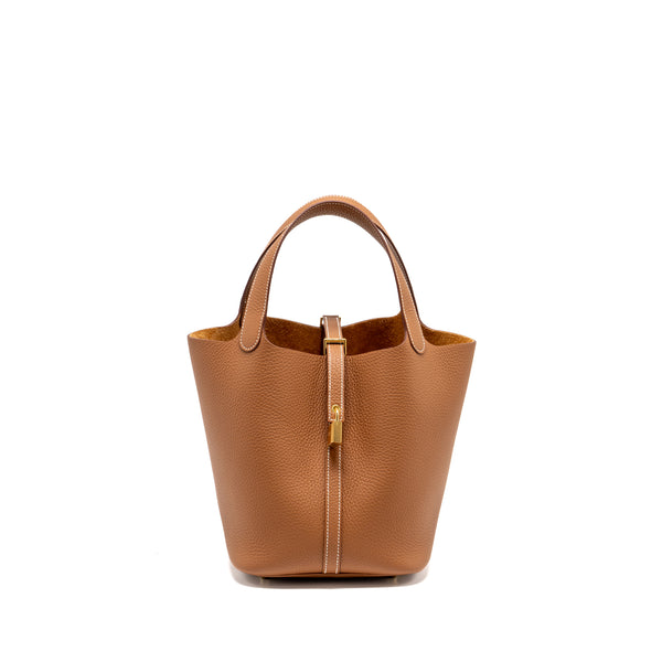 Hermes Picotin 22 lock bag Clemence Gold GHW Stamp W