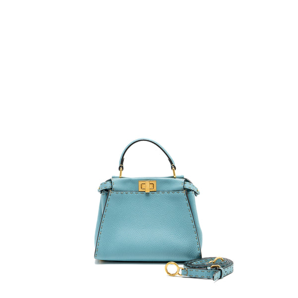 Fendi Mini Peekaboo Bag Calfskin Blue GHW