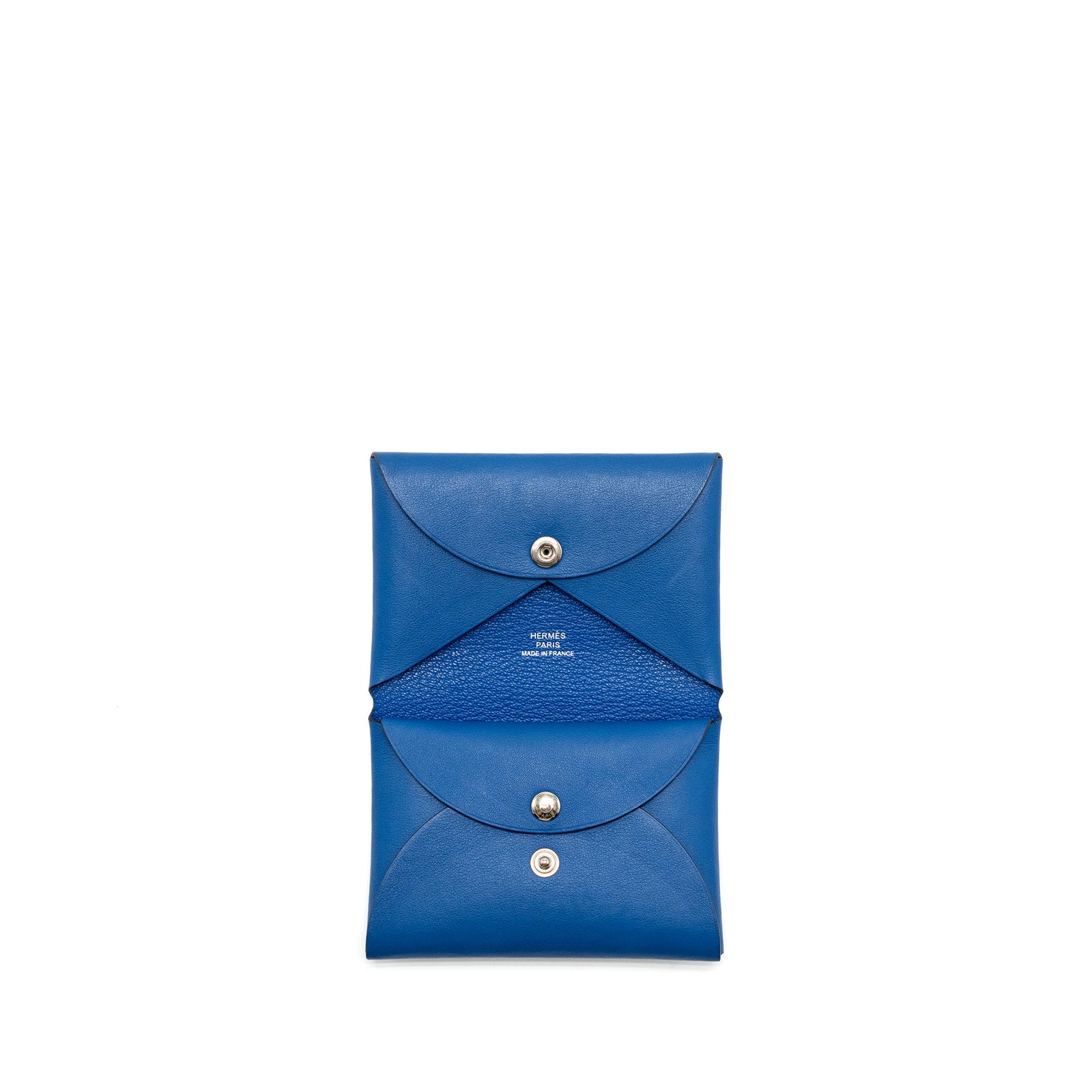 Hermes Calvi Card Case Blue Du Nord