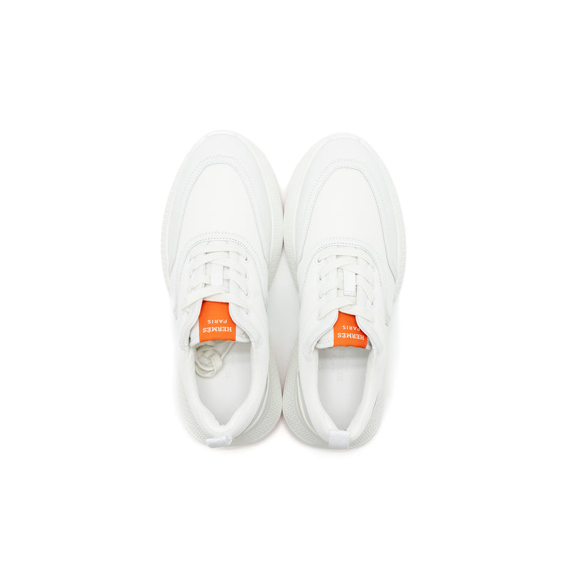 Hermes Size 38 Giga Sneaker Mesh/Calfskin White/Orange