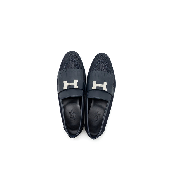 Hermes Size 35 Royal Loafer Denim/Calfskin Blue Brut/Marine SHW