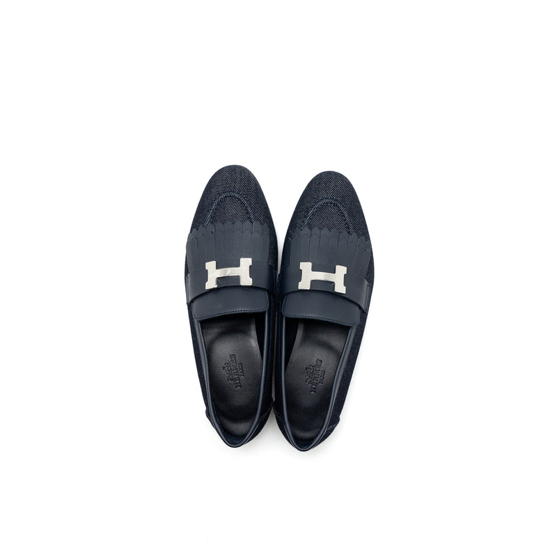 Hermes Size 35 Royal Loafer Denim/Calfskin Blue Brut/Marine SHW
