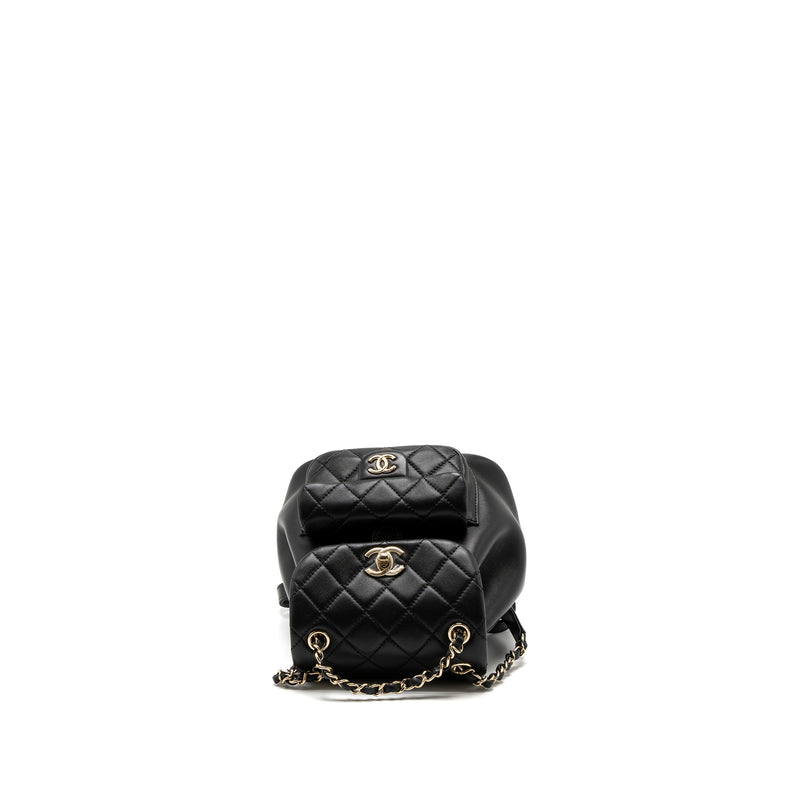 Chanel Mini Duma Backpack Lambskin Black LGHW (Microchip)