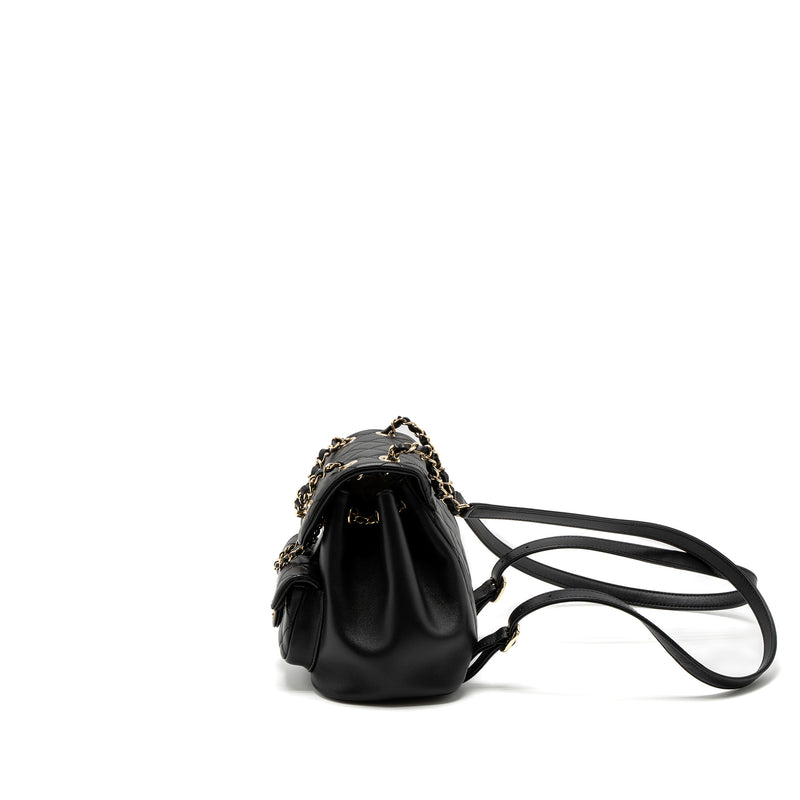 Chanel Mini Duma Backpack Lambskin Black LGHW (Microchip)