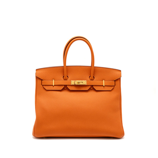 Hermes Birkin 35 Togo Orange GHW Stamp Square P