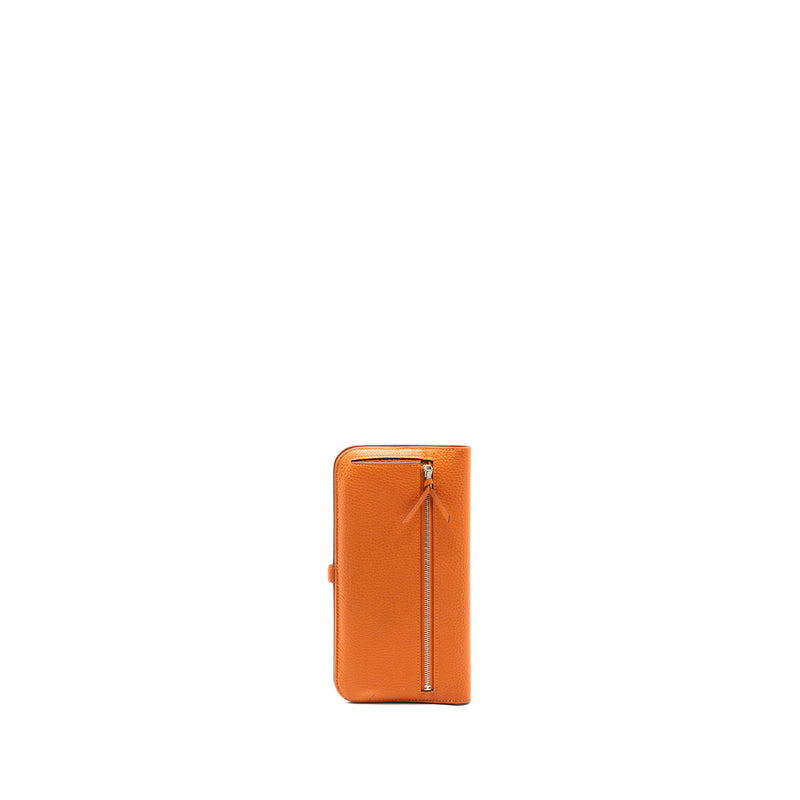 Hermes Dogon Long Wallet Clemence Orange SHW Stamp T