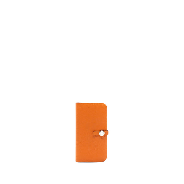 Hermes Dogon Long Wallet Clemence Orange SHW Stamp T