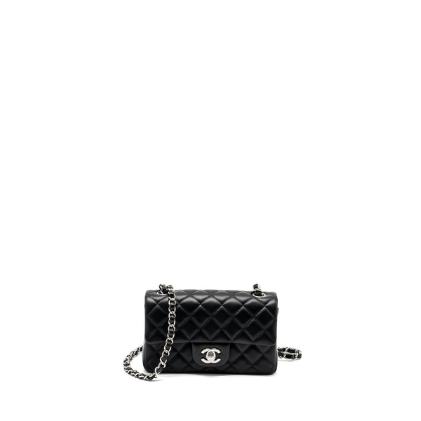 Chanel Mini Rectangular flap bag lambskin black SHW (microchip)