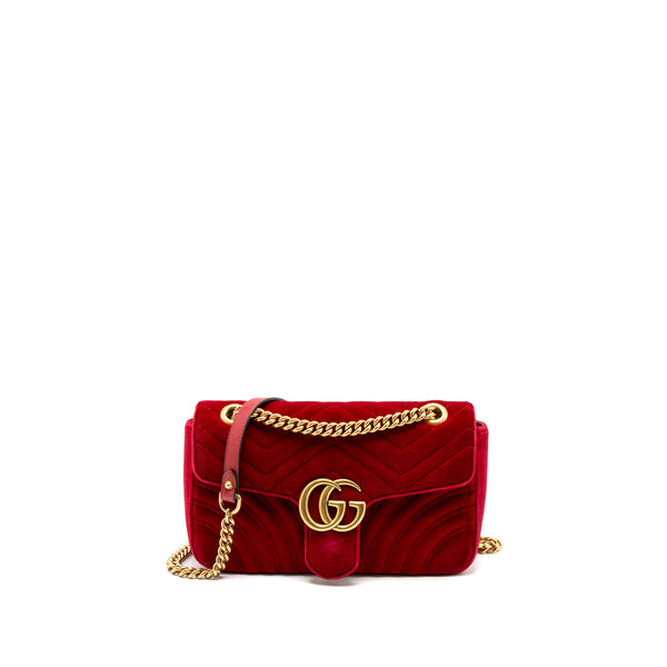 Gucci - Small Marmont Bag - Red Velvet - GHW - Pre Loved