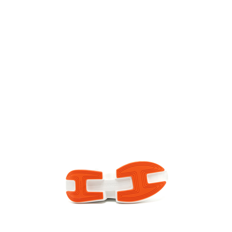 Hermes Size 38 Giga Sneaker Mesh/Calfskin White/Orange