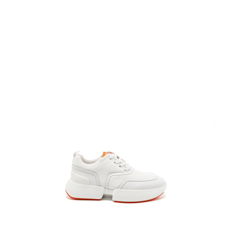 Hermes Size 38 Giga Sneaker Mesh/Calfskin White/Orange