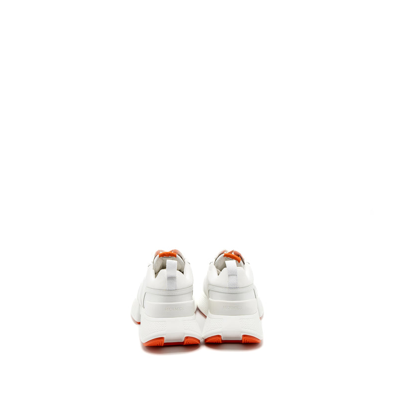 Hermes Size 38 Giga Sneaker Mesh/Calfskin White/Orange