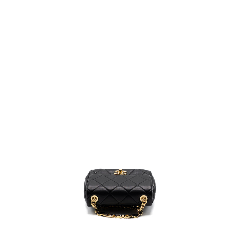 Chanel Round Handle Mini Square Crossbody Bag Lambskin Brushed GHW(Microchip)