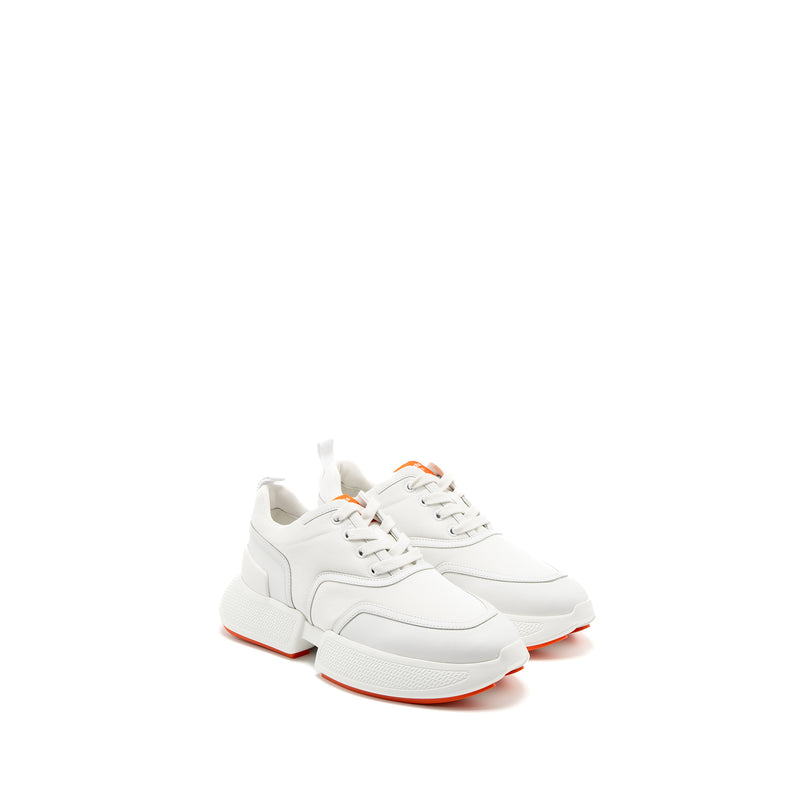Hermes Size 38 Giga Sneaker Mesh/Calfskin White/Orange