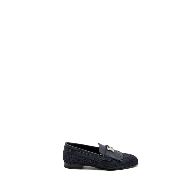 Hermes Size 35 Royal Loafer Denim/Calfskin Blue Brut/Marine SHW