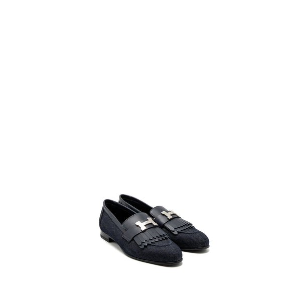 Hermes Size 35 Royal Loafer Denim/Calfskin Blue Brut/Marine SHW