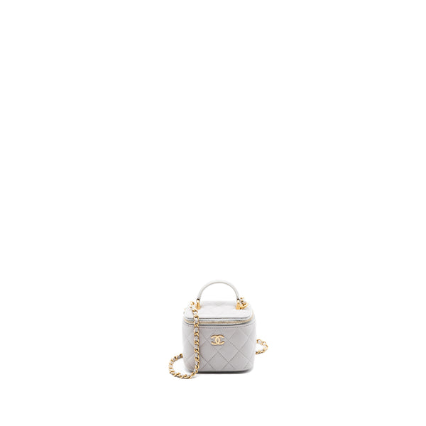 Chanel Top Handle Mini Vanity With Chain Light Grey GHW