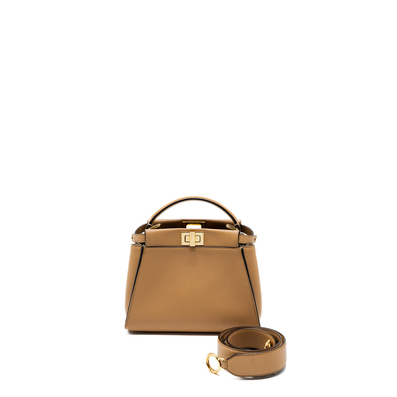 Fendi Mini Peekaboo Calfskin Beige GHW