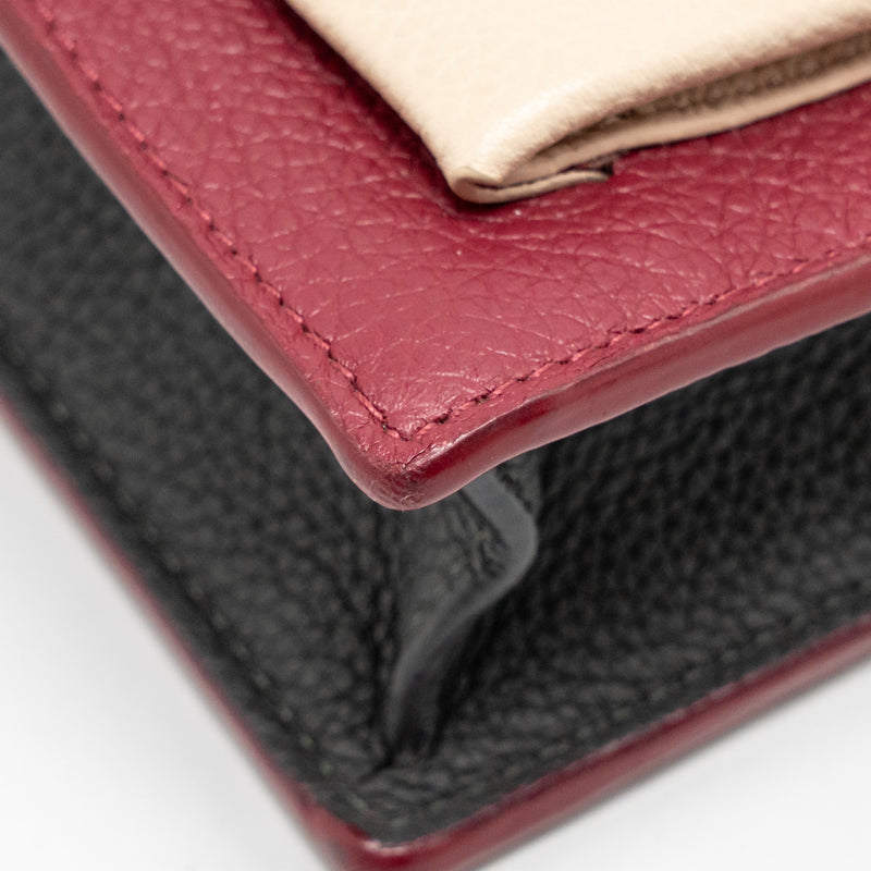 Louis Vuitton Mylockme chain pochette calfskin multicolor dark red/ beige/ grey SHW