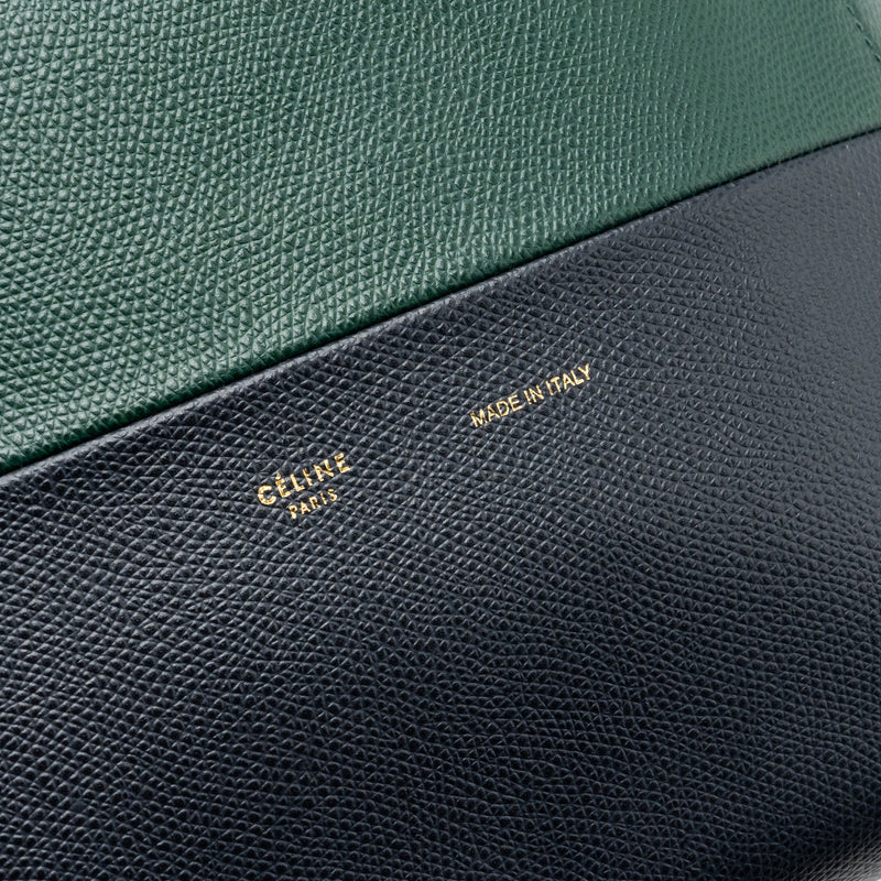 Celine vertical cabas calfskin green / navy GHW
