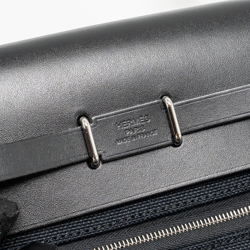 Hermes Mini Herbag canvas / hunter leather black SHW stamp K