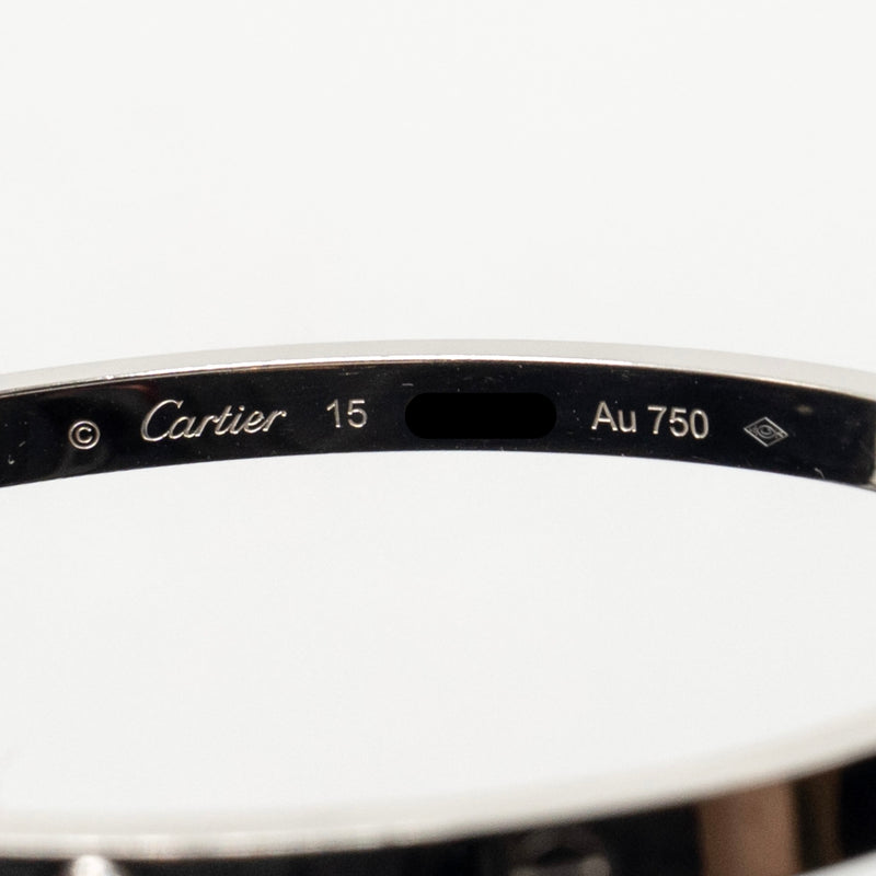 Cartier Size 15 Love Bracelet Small Model, White Gold 6 Diamonds