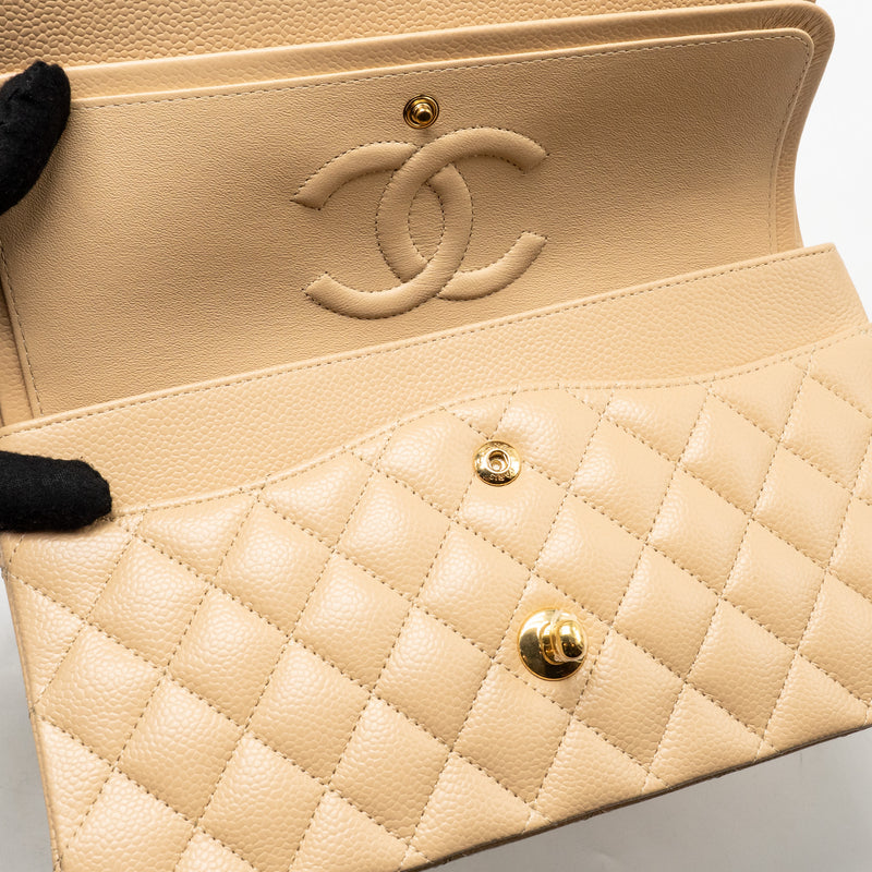 Chanel Medium Classic Double Flap Bag Caviar Beige GHW (microchip)