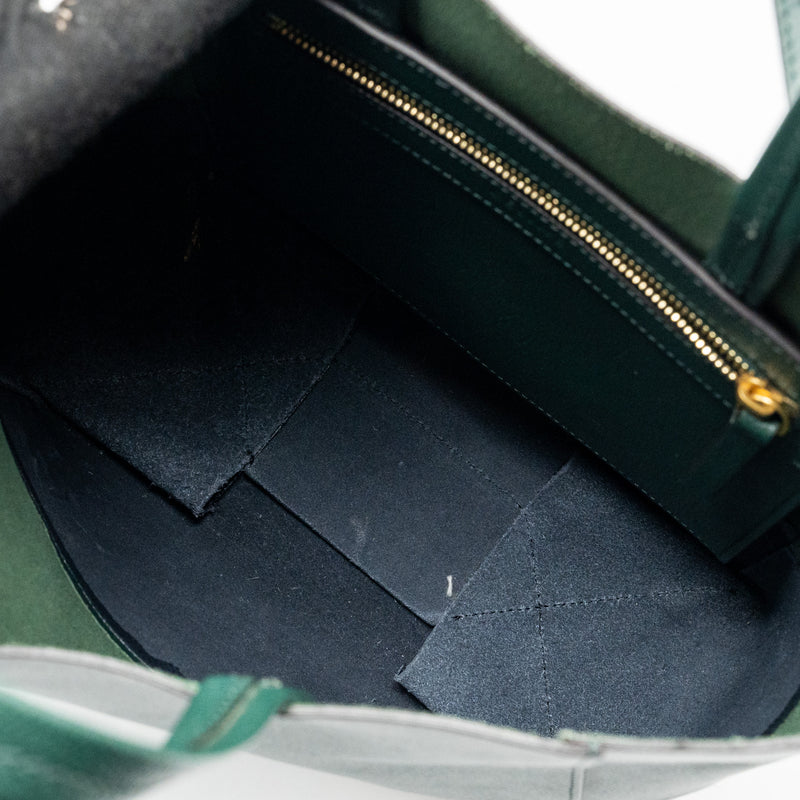 Celine vertical cabas calfskin green / navy GHW