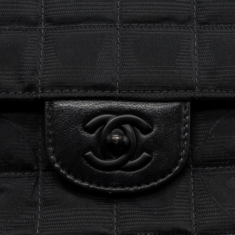 Chanel Vintage Flap Bag Fabric Black With Black Hardware