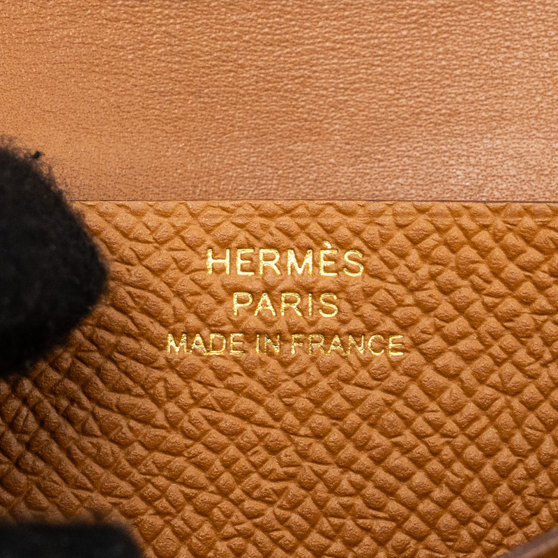 Hermes Mini Wallet Epsom Gold GHW Stamp Y