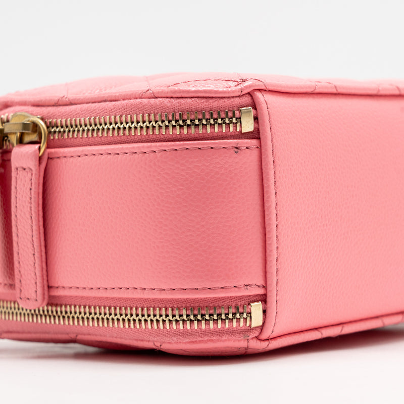 Chanel 22S Letter Top Handle Small Vanity Case Caviar Pink Brushed GHW (Microchip)