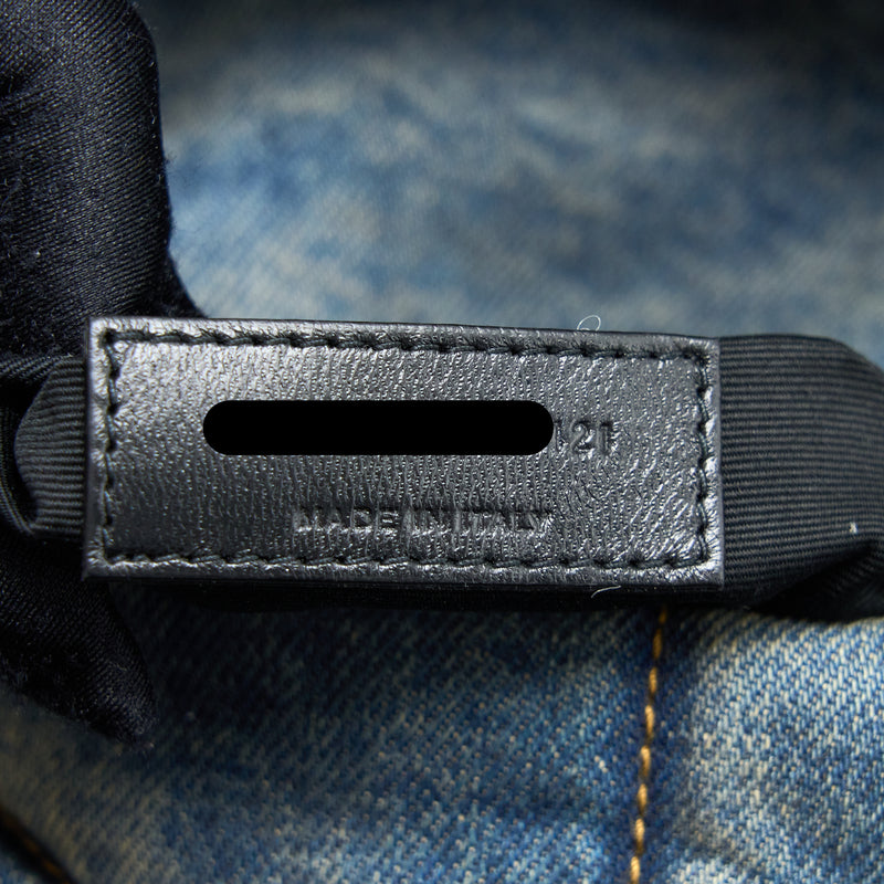 Saint Laurent Small Puffer Chain Bag Denim/Suede Blue Ruthenium GHW