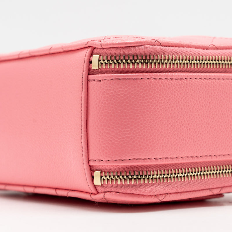 Chanel 22S Letter Top Handle Small Vanity Case Caviar Pink Brushed GHW (Microchip)