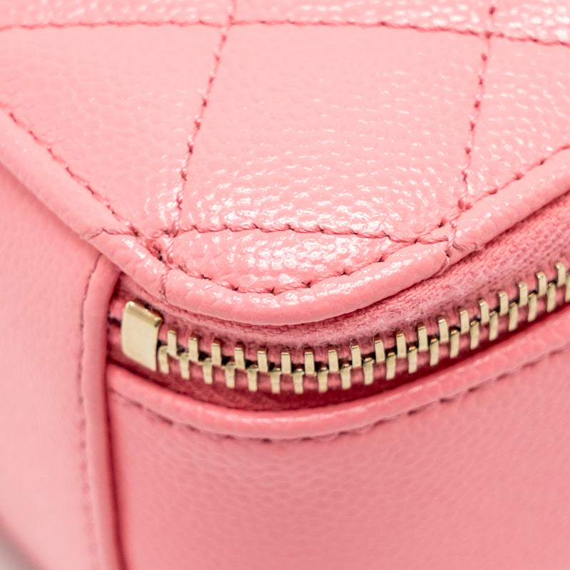 Chanel 22S Letter Top Handle Small Vanity Case Caviar Pink Brushed GHW (Microchip)