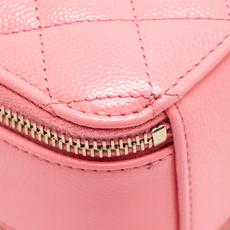 Chanel 22S Letter Top Handle Small Vanity Case Caviar Pink Brushed GHW (Microchip)