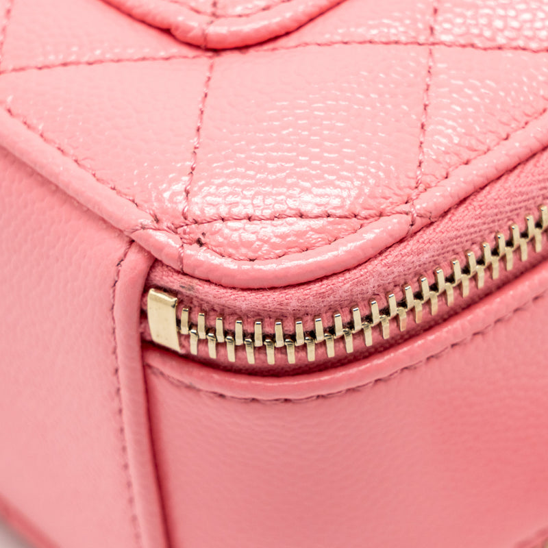 Chanel 22S Letter Top Handle Small Vanity Case Caviar Pink Brushed GHW (Microchip)