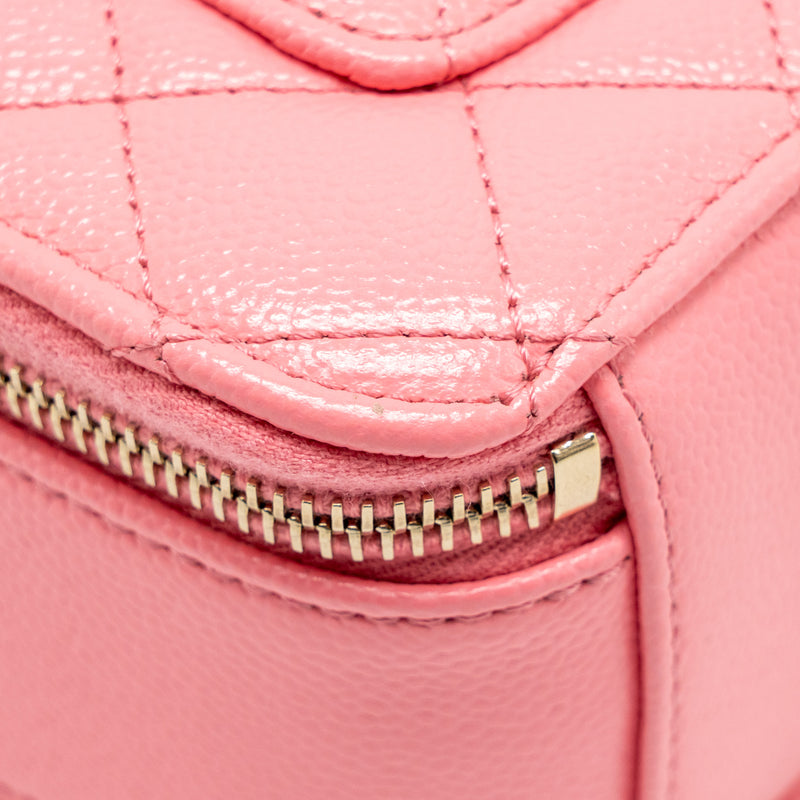 Chanel 22S Letter Top Handle Small Vanity Case Caviar Pink Brushed GHW (Microchip)