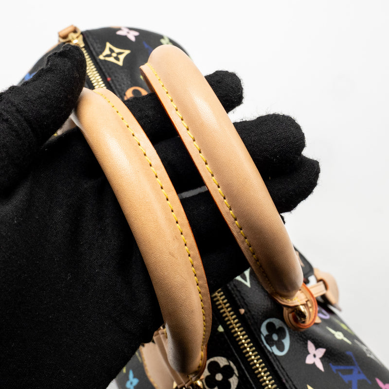 Louis Vuitton x Takashi Murakami Speedy 30 Limited Edition Multicoloured Monogram Canvas Black GHW