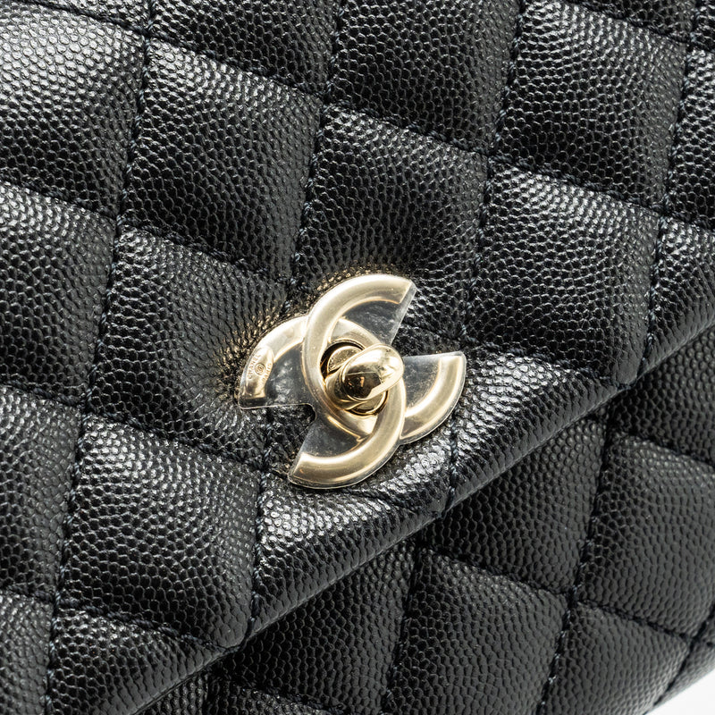Chanel Small Coco Handle with Lizard Embossed Handle Caviar Black LGHW
