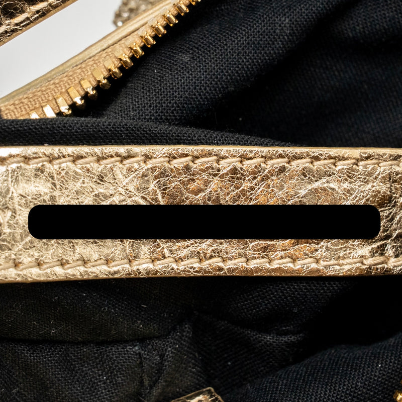 Balenciaga Le Cagole xs Shoulder Bag Arena Cracked Lambskin Gold GHW